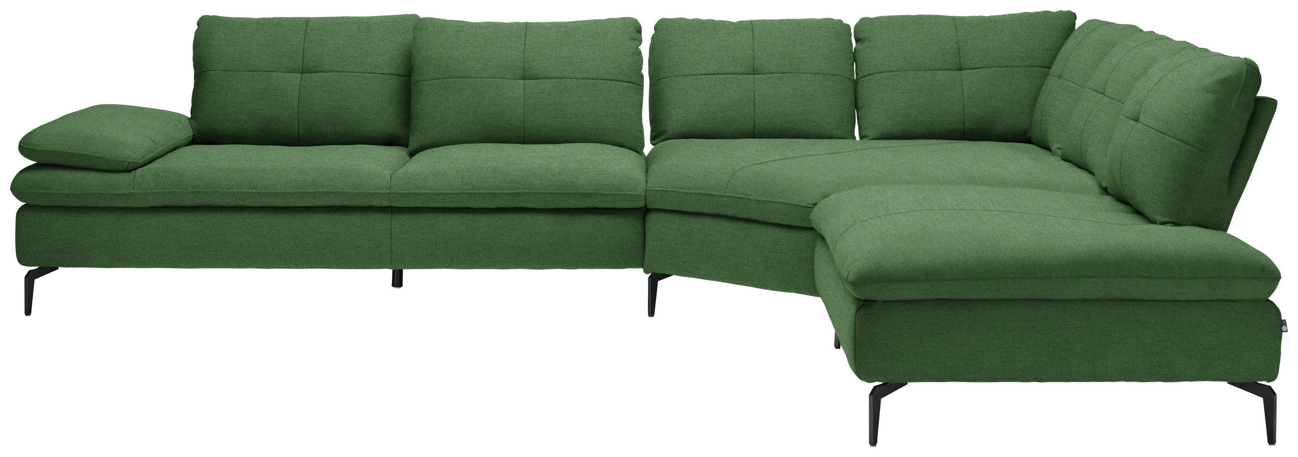 ECKSOFA in Flachgewebe Grün  - Schwarz/Grün, Design, Textil/Metall (344/271cm) - Chilliano