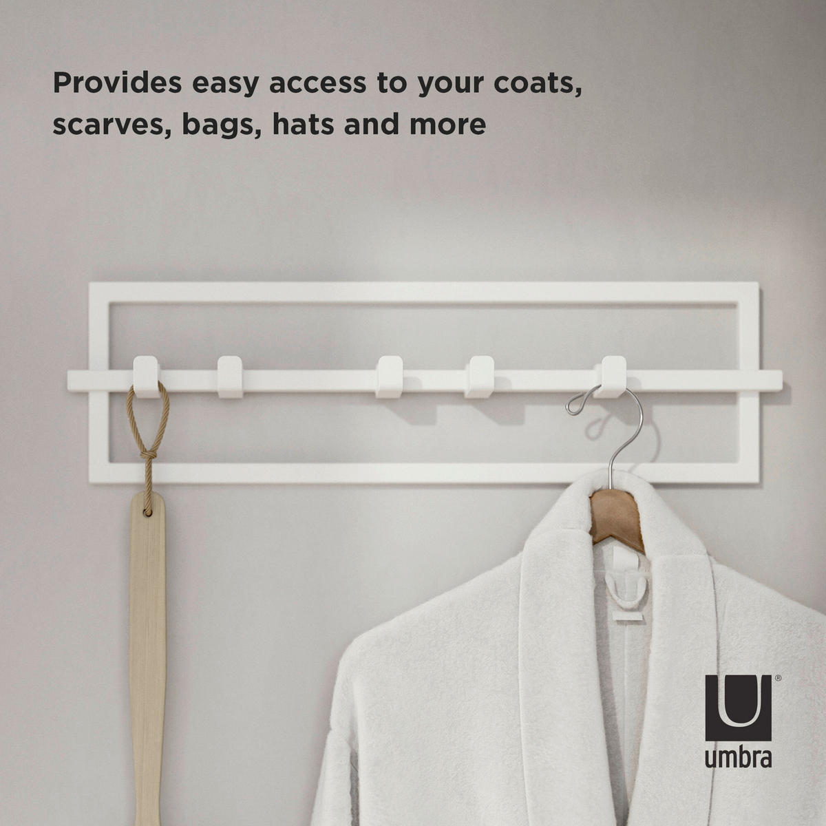 ZIDNI ČIVILUK   bela  metal  - bela, Osnovno, metal (53/15/6cm) - Umbra