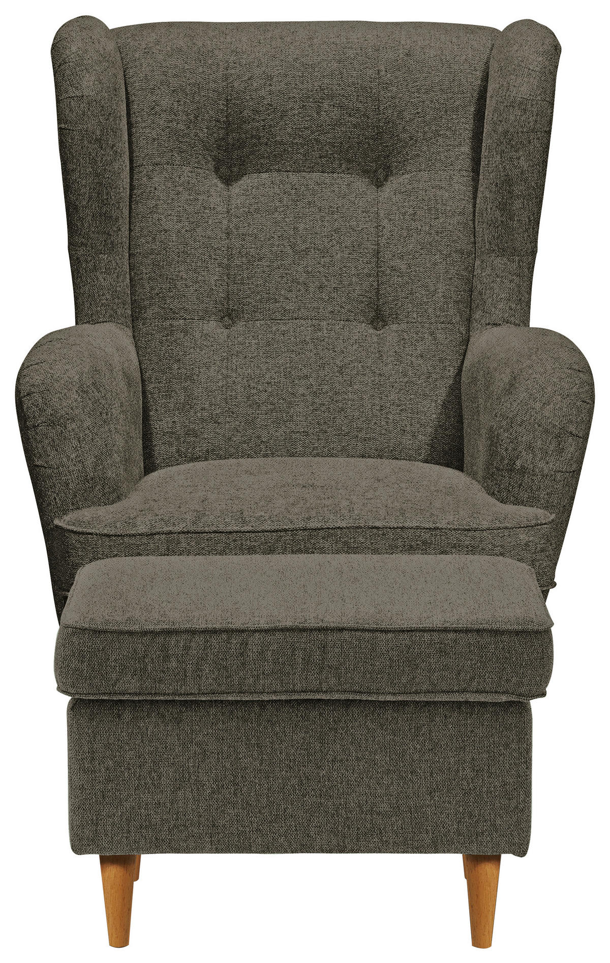 OHRENSESSEL in Webstoff Olivgrün, Eiche Wotan  - Eiche Wotan/Olivgrün, Basics, Holz/Textil (78/102/98cm) - Carryhome