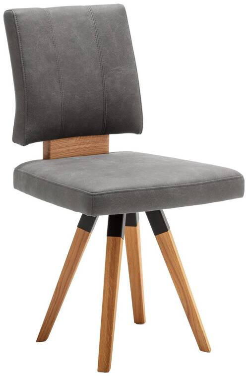STUHL Mikrofaser Schwarz, Eichefarben, Dunkelgrau Wildeiche massiv  - Eichefarben/Dunkelgrau, Design, Holz/Textil (50/88/60cm) - Venda