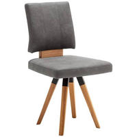 STUHL Mikrofaser Schwarz, Eichefarben, Dunkelgrau Wildeiche massiv  - Eichefarben/Dunkelgrau, Design, Holz/Textil (50/88/60cm) - Venda