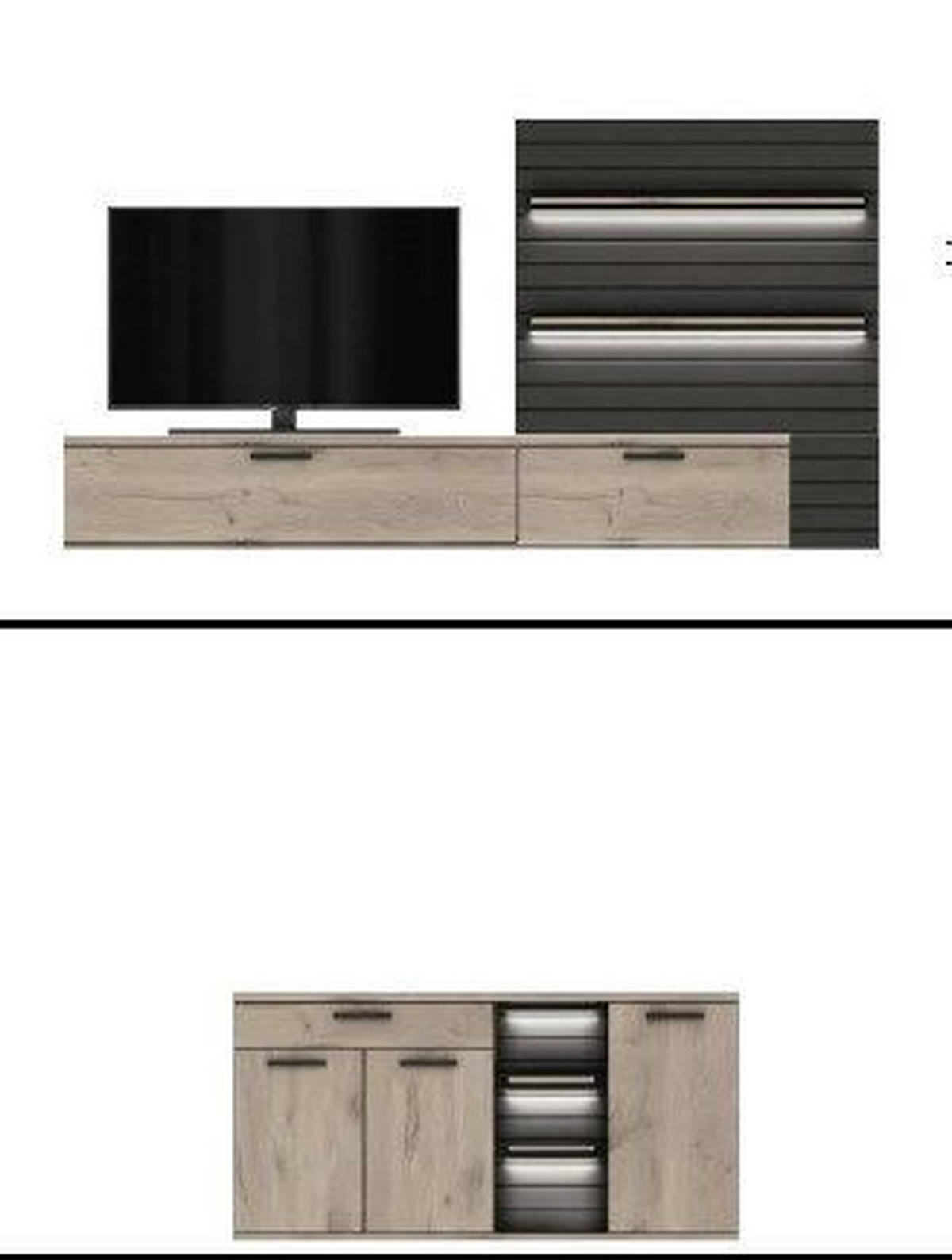 KOMODA, siva, barve hrasta  - siva/barve hrasta, Design, kovina/leseni material (175/87/44cm) - Hom`in