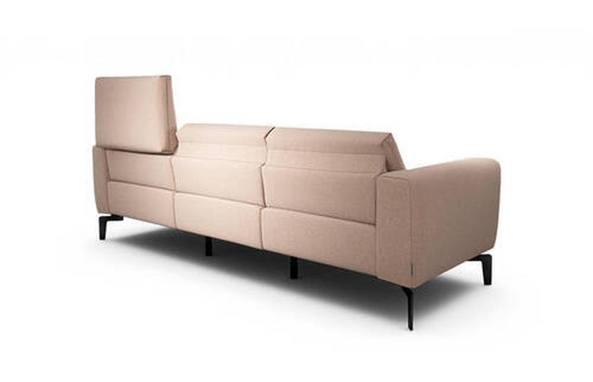 3-SITZER-SOFA Chenille Rosa  - Schwarz/Rosa, Design, Textil/Metall (250/86/86-94cm) - SENSOO