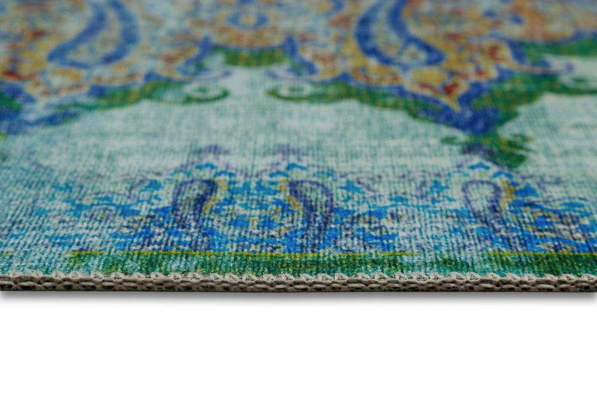 FLACHWEBETEPPICH  Wohnzimmer 200/300 cm Rooftop Grau, Grün, Türkis rechteckig  - Türkis/Grau, Basics, Textil (200/300cm) - WECON HOME