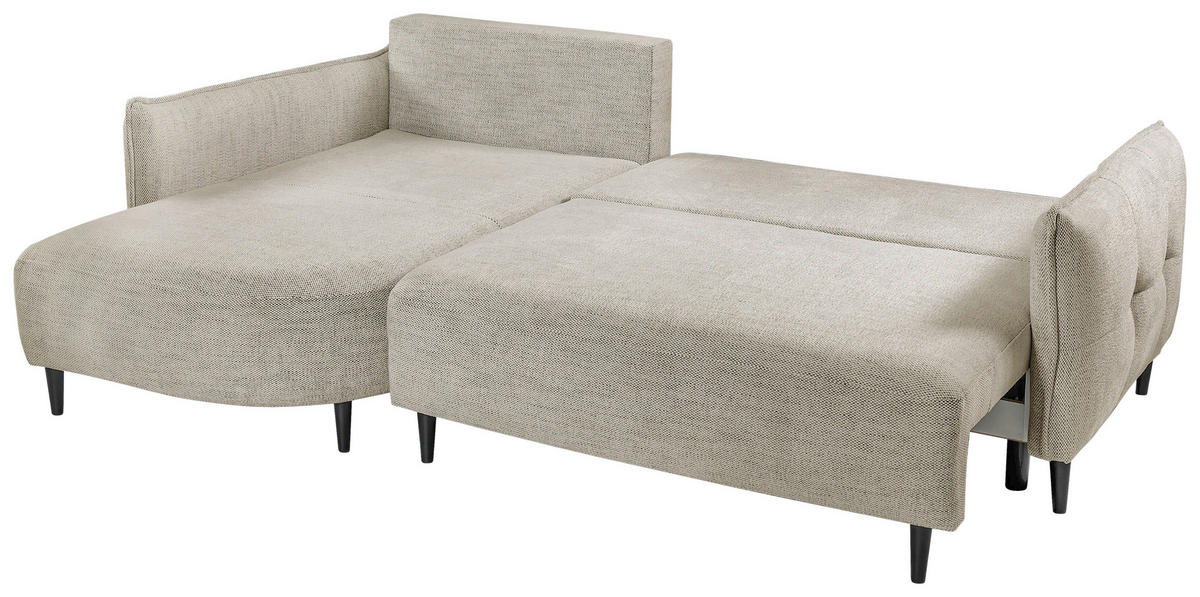 ECKSOFA in Struktur Creme  - Creme/Schwarz, Design, Holz/Textil (165/244cm) - MID.YOU