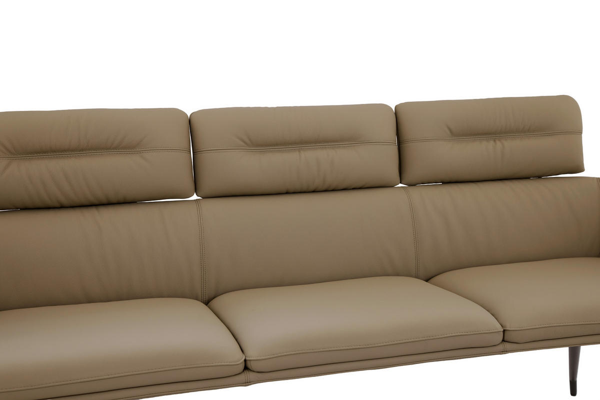 SITZBANK 200/91/70 cm Echtleder Schwarz, Taupe  - Taupe/Schwarz, Design, Leder/Metall (200/91/70cm) - Dieter Knoll