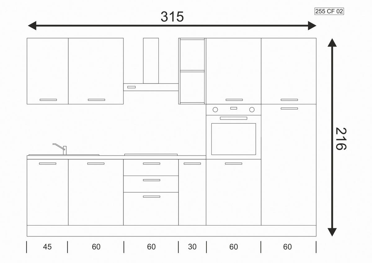 KÜCHENBLOCK 315 cm   in Weiß, Eichefarben  - Eichefarben/Magnolie, LIFESTYLE, Holzwerkstoff/Kunststoff (315cm) - MID.YOU
