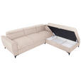 ECKSOFA Creme Velours  - Creme/Schwarz, KONVENTIONELL, Textil/Metall (255/217cm) - Carryhome