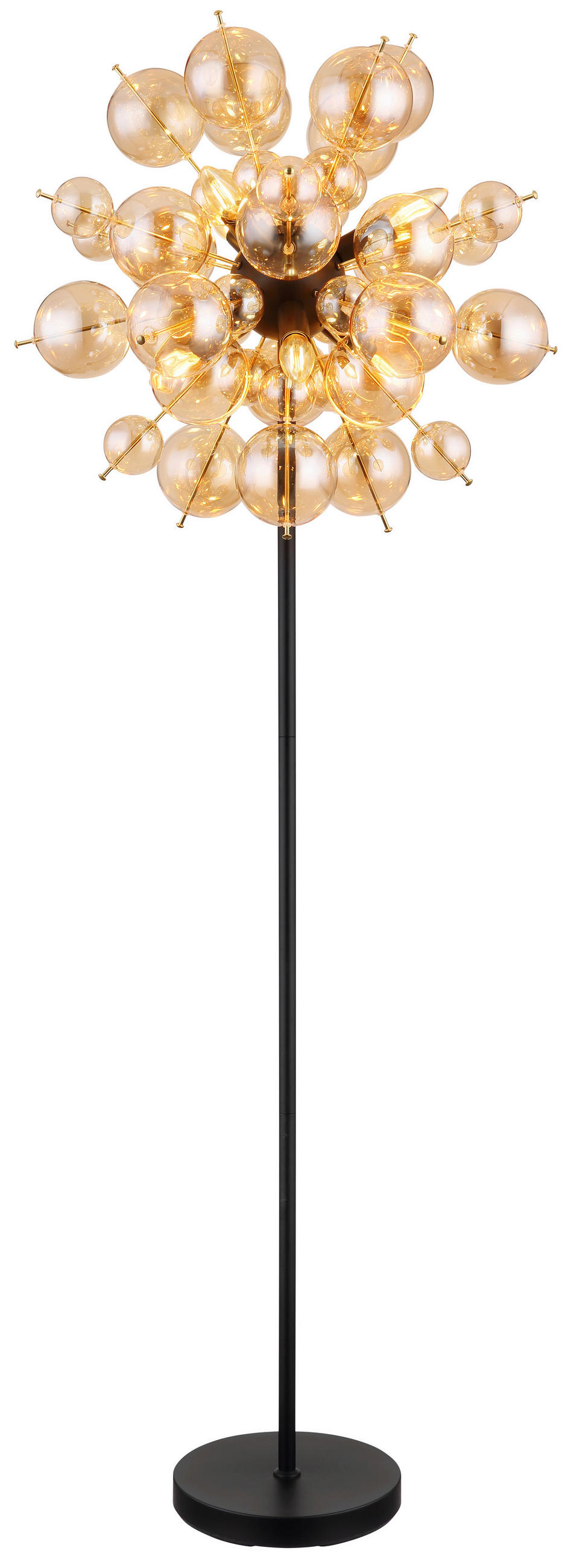 STEHLEUCHTE - Goldfarben/Schwarz, Konventionell, Glas/Metall (55/155cm) - Globo