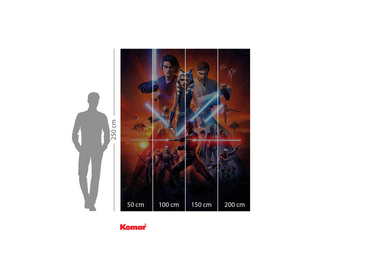 FOTOTAPETE CLONE WARS MISSION  - Orange, Design, Textil (200/250cm) - Star Wars