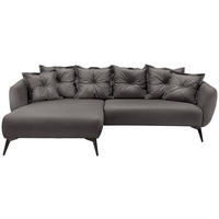 ECKSOFA Anthrazit Lederlook  - Anthrazit/Schwarz, MODERN, Textil/Metall (162/277cm) - Livetastic