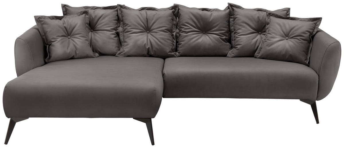 ECKSOFA Anthrazit Lederlook  - Anthrazit/Schwarz, MODERN, Textil/Metall (162/277cm) - Livetastic