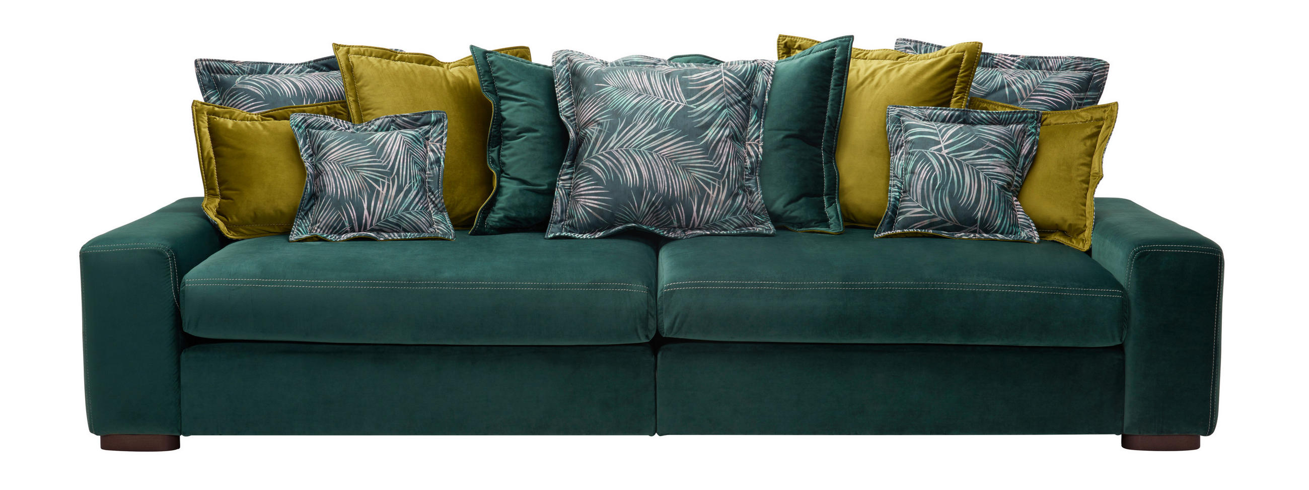 BIGSOFA Velours Dunkelgrün  - Wengefarben/Dunkelgrün, LIFESTYLE, Holz/Textil (289/90/115cm) - Carryhome