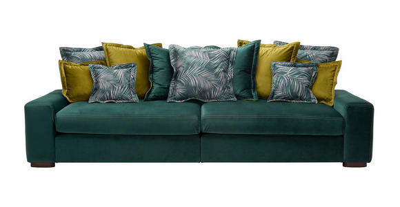 BIGSOFA Velours Dunkelgrün  - Wengefarben/Dunkelgrün, LIFESTYLE, Holz/Textil (289/90/115cm) - Carryhome