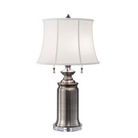 STOLNÁ LAMPA, E27, 40.6/68.6 cm  - niklová, Konventionell, kov/textil (40.6/68.6cm) - Elstead Lighting