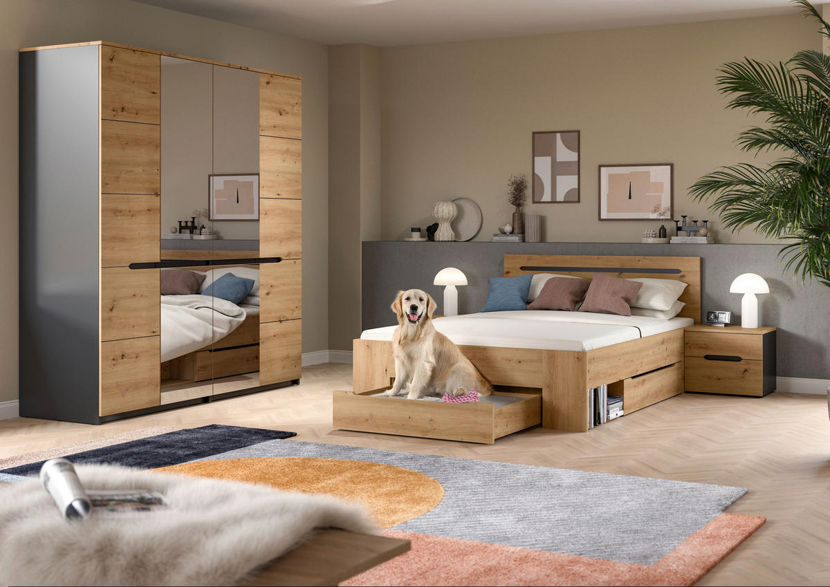 SCHLAFZIMMER Grau, Eiche Artisan  - Eiche Artisan/Grau, MODERN, Holzwerkstoff - MID.YOU