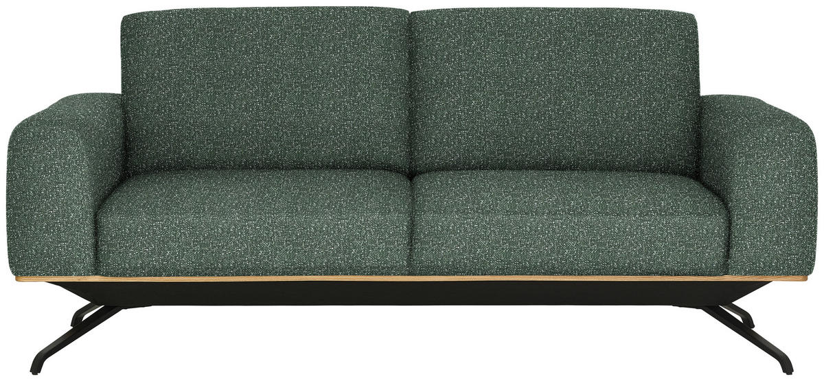 3-SITZER-SOFA Struktur Grün  - Schwarz/Grün, Design, Holz/Textil (196/85-104/95cm) - Novel