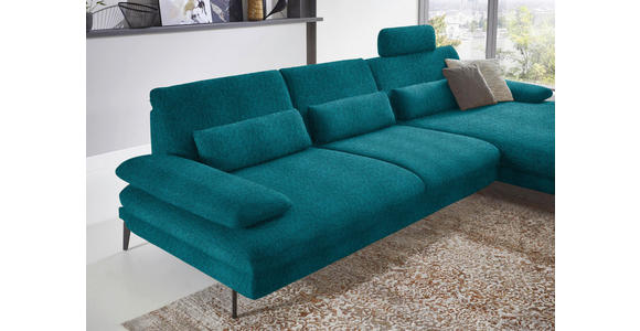 ECKSOFA in Chenille Petrol  - Petrol/Schwarz, Design, Textil/Metall (310/180cm) - Dieter Knoll