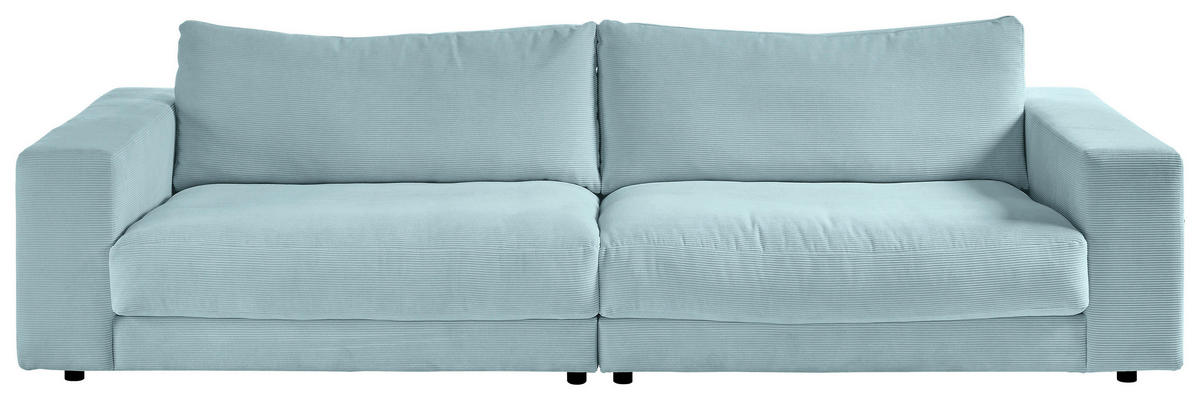 3-SITZER-SOFA in Cord Hellblau  - Schwarz/Hellblau, Design, Kunststoff/Textil (290/86/127cm) - Lomoco