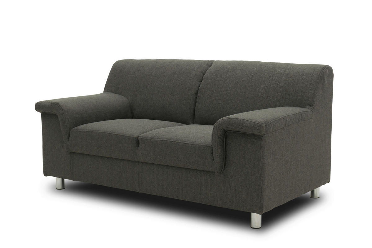 2-SITZER-SOFA Webstoff Schlammfarben  - Chromfarben/Schlammfarben, KONVENTIONELL, Textil/Metall (145/72/80cm) - MID.YOU