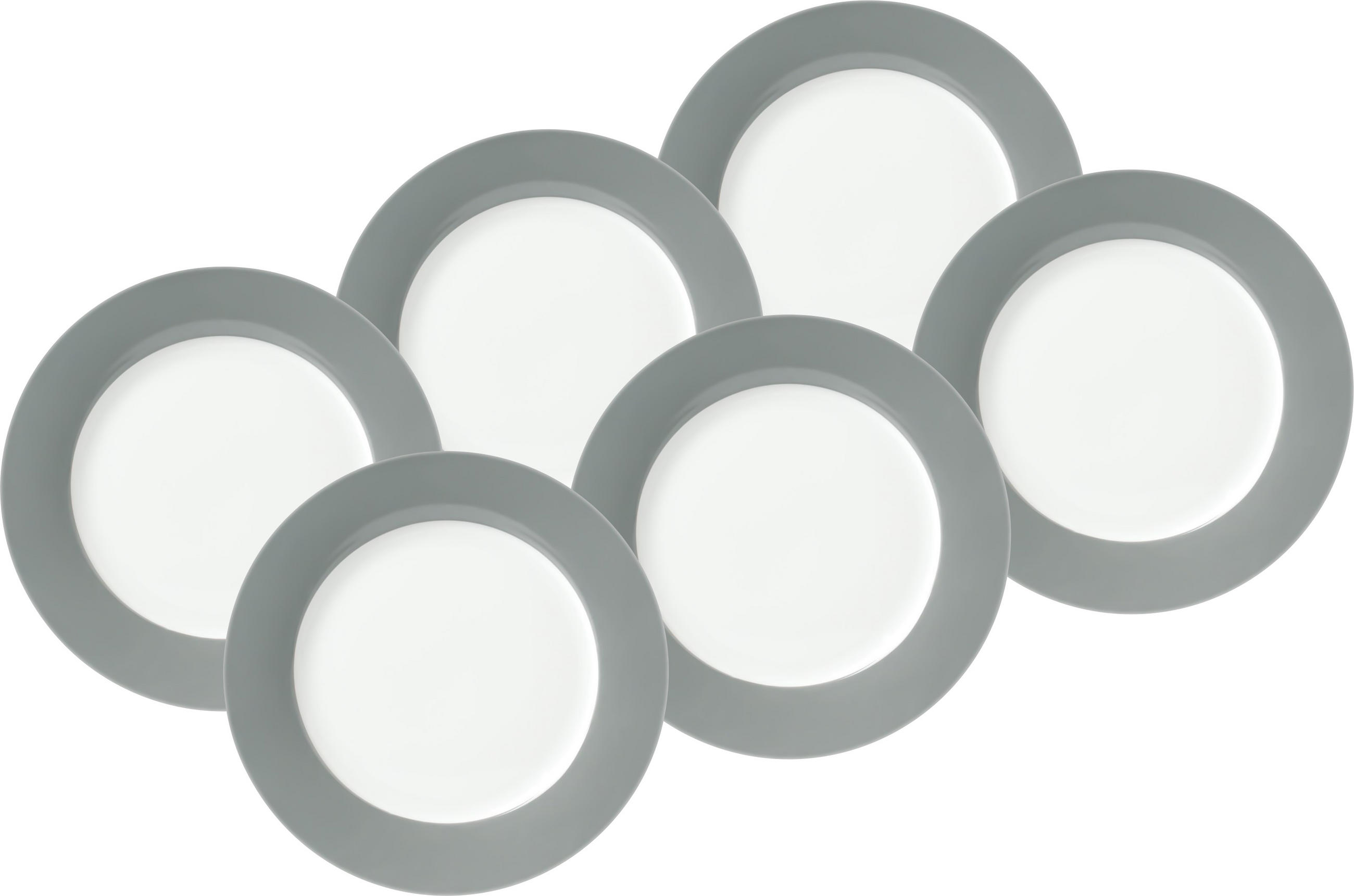 DESSERTTELLERSET VARIO 6-teilig - Weiß/Grau, Basics, Keramik (20cm)