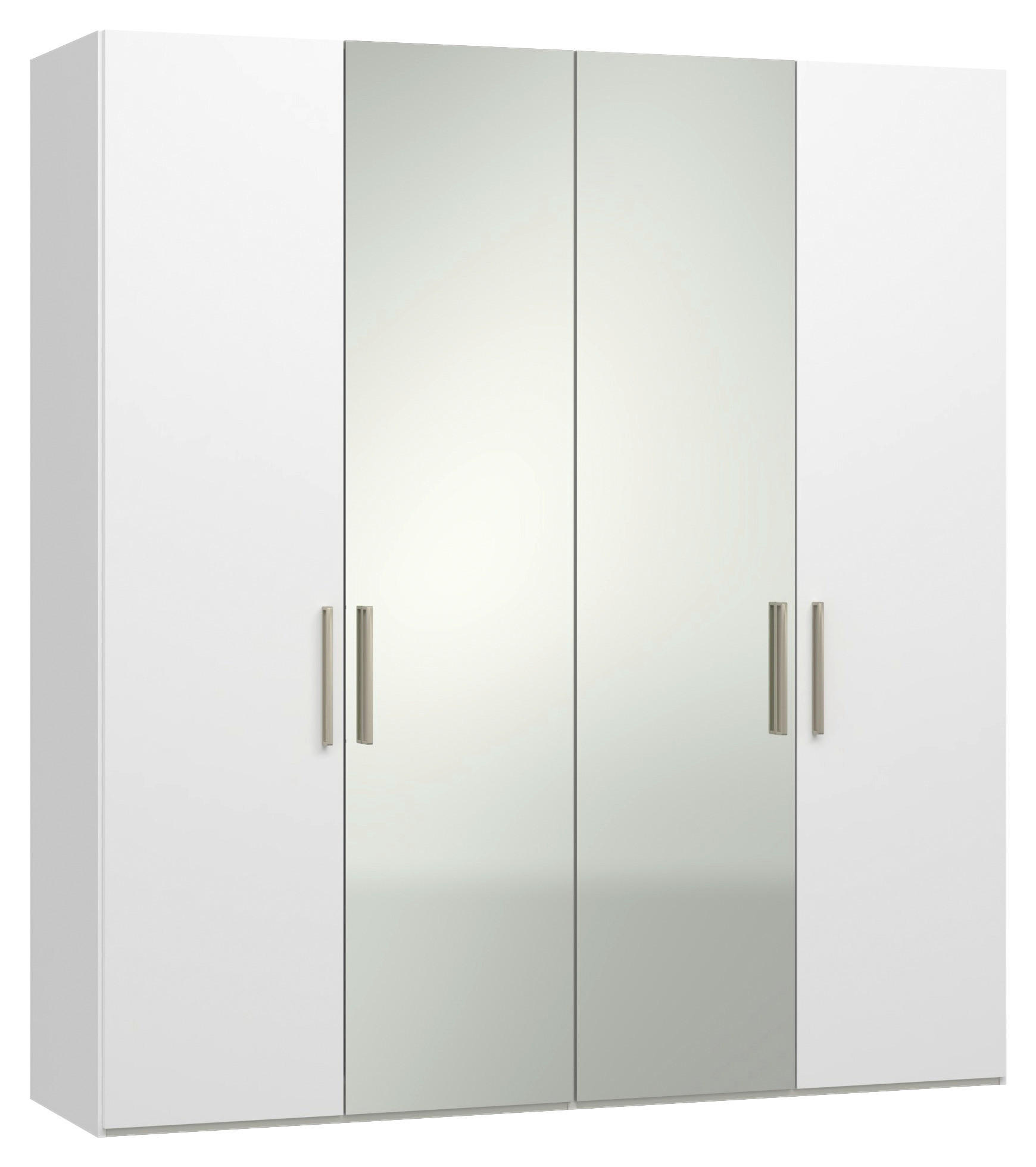 DREHTÜRENSCHRANK 203/220/59 cm,  in Weiß, 4-türig  - Edelstahlfarben/Weiß, Design, Glas/Holzwerkstoff (203/220/59cm) - Jutzler