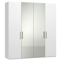 DREHTÜRENSCHRANK 203/220/59 cm,  in Weiß, 4-türig  - Edelstahlfarben/Weiß, Design, Glas/Holzwerkstoff (203/220/59cm) - Jutzler