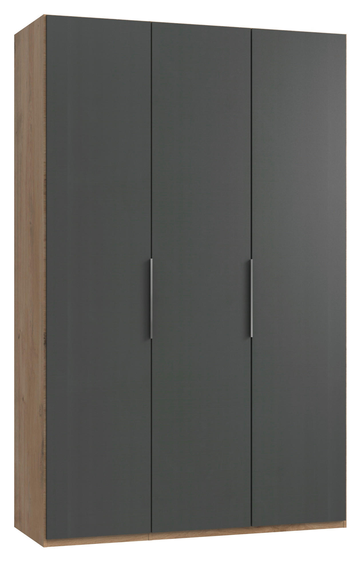 DREHTÜRENSCHRANK 3-türig Graphitfarben, Eichefarben  - Chromfarben/Eichefarben, MODERN (150/236/58cm) - MID.YOU