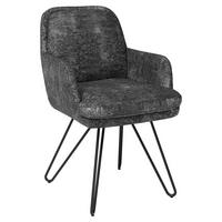 ARMLEHNSTUHL  , Lederauswahl, Stoffauswahl, Typenauswahl  , Chenille  ,  - Anthrazit/Schwarz, Design, Textil/Metall (58/89/68cm) - Joop!