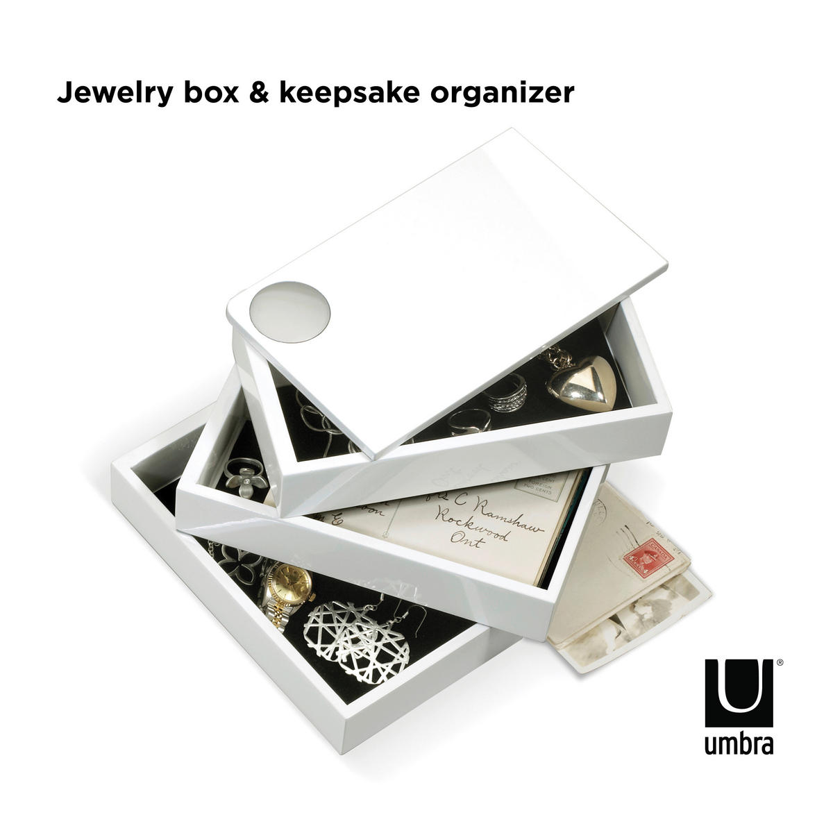 SCHMUCKBOX - Weiß, Basics, Holzwerkstoff (12/13/19cm) - Umbra