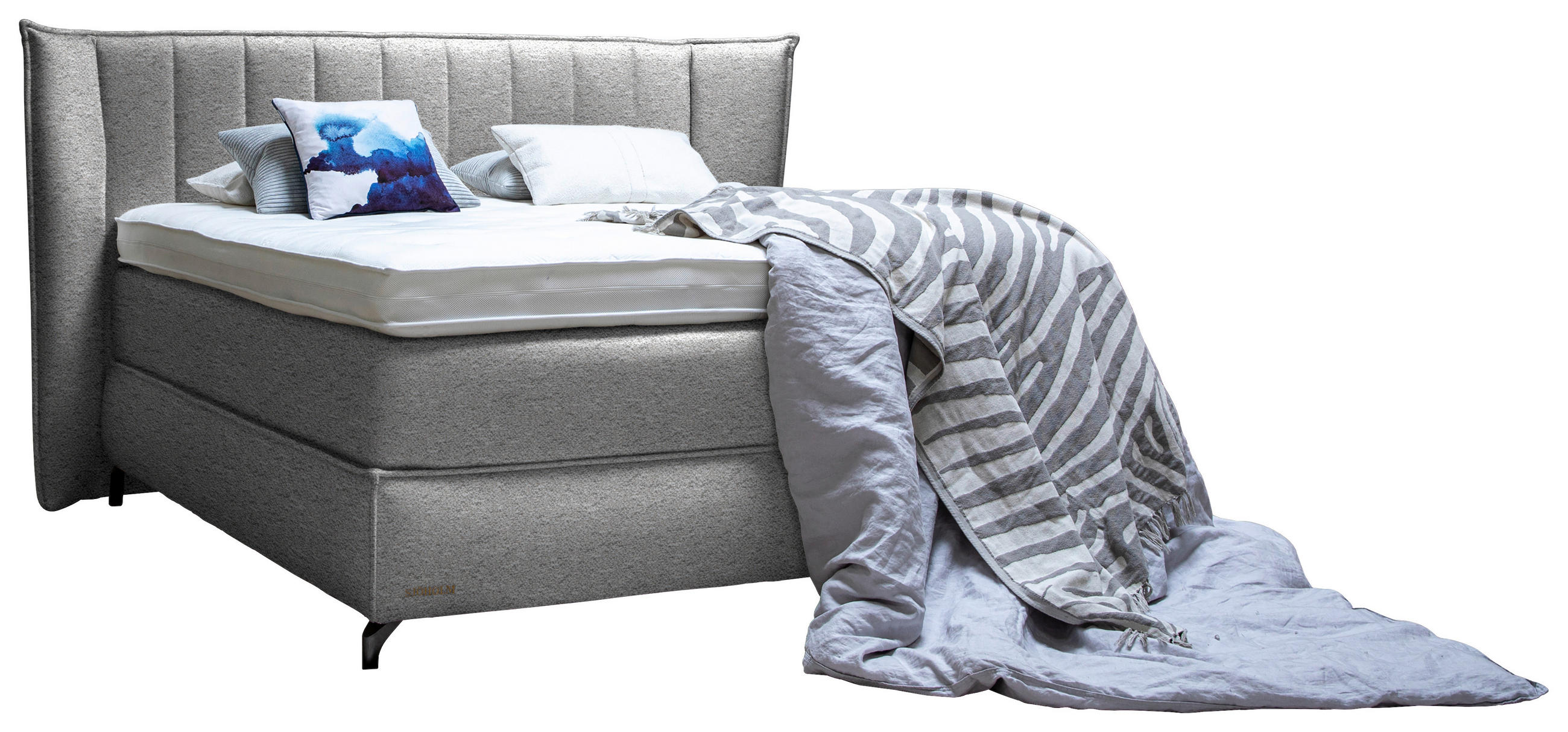 BOXSPRINGBETT 160/200 cm  in Naturfarben  - Schwarz/Naturfarben, KONVENTIONELL, Holz/Textil (160/200cm) - Sjöholm