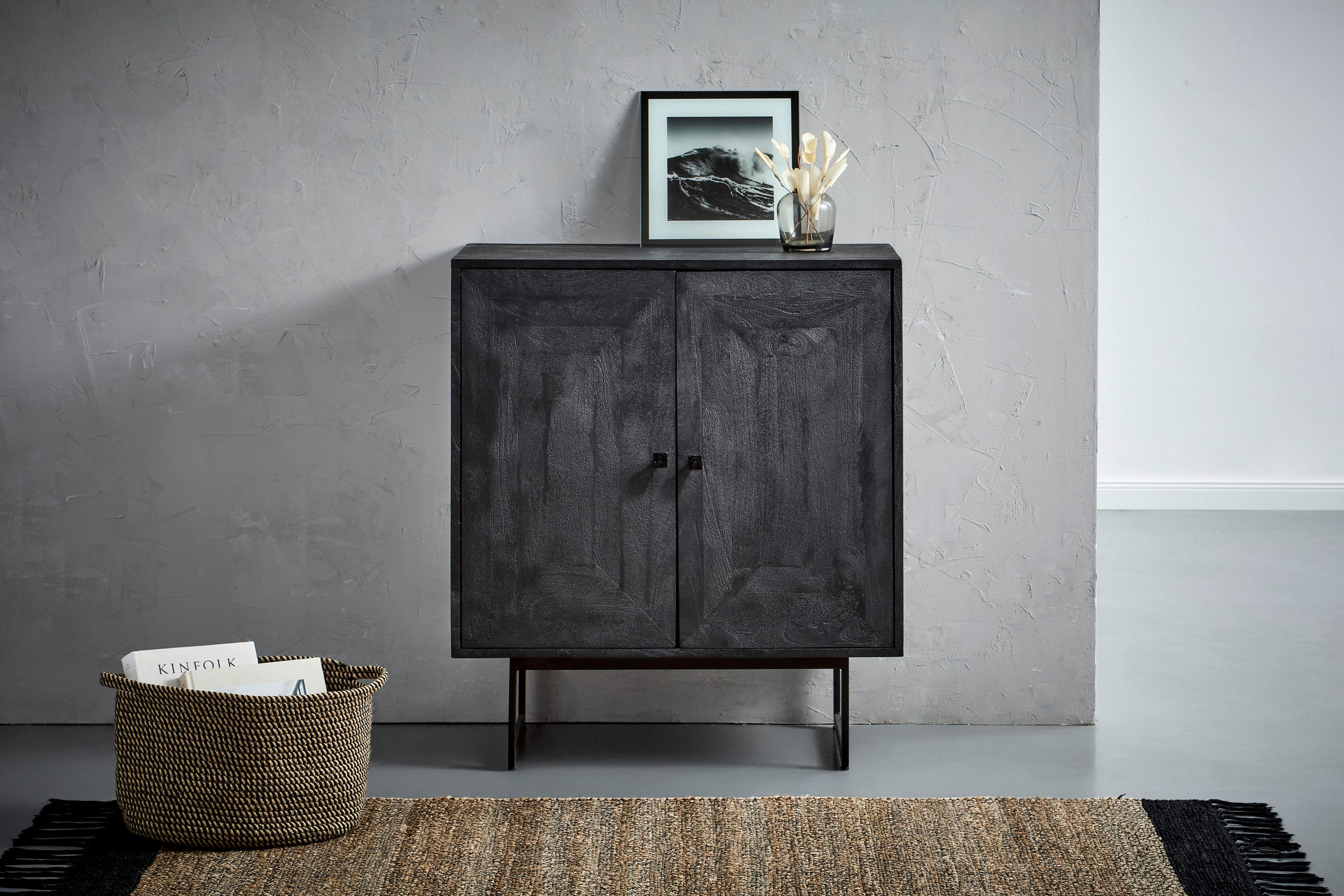 KOMMODE  in 80/90/40 cm  - Schwarz, Design, Holz/Metall (80/90/40cm) - Livetastic