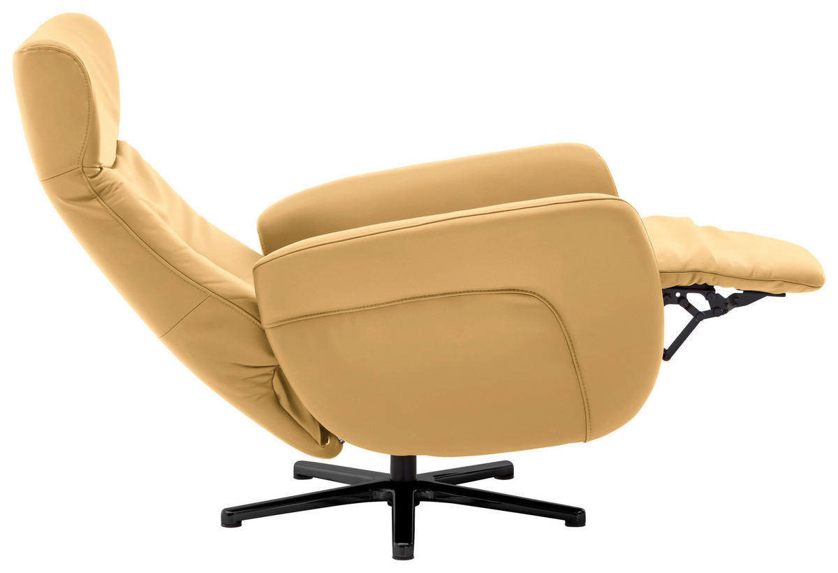 RELAXSESSEL in Leder Gelb  - Gelb/Schwarz, Design, Leder/Metall (76/112/83cm) - Beldomo Speed