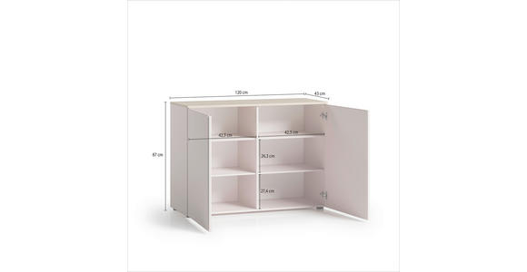 SIDEBOARD  120,2/89/43 cm  - Kaschmir/Eichefarben, Design, Holzwerkstoff/Kunststoff (120,2/89/43cm) - Voleo