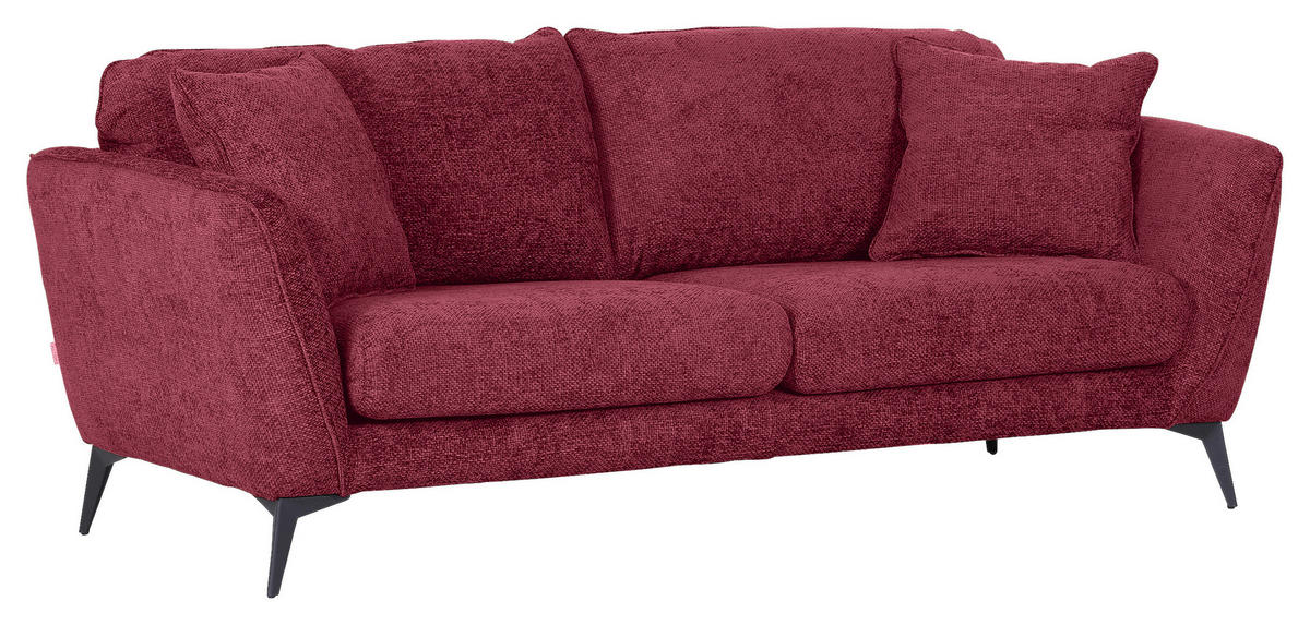 BIGSOFA in Chenille Bordeaux  - Bordeaux/Schwarz, Konventionell, Textil/Metall (215/70/98cm) - Carryhome
