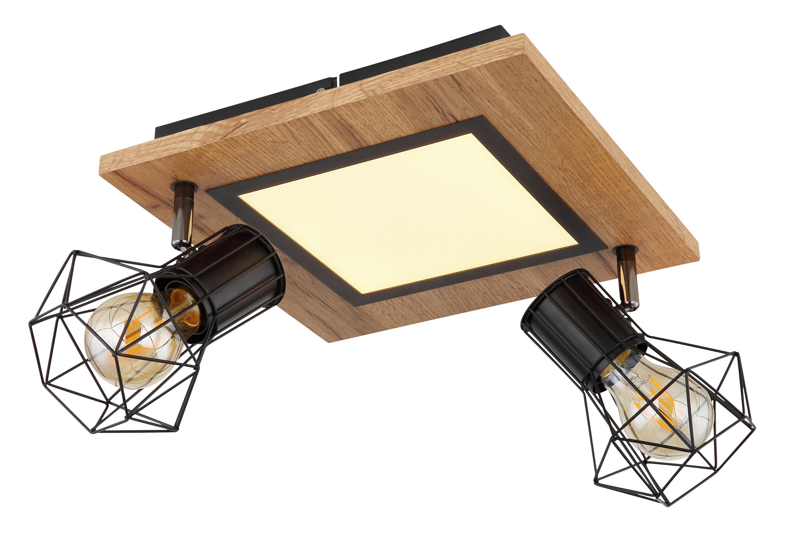 DECKENSTRAHLER - Opal/Schwarz, Natur, Holzwerkstoff/Kunststoff (30/30/22,5cm) - Globo