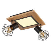 DECKENSTRAHLER - Opal/Schwarz, Natur, Holzwerkstoff/Kunststoff (30/30/22,5cm) - Globo