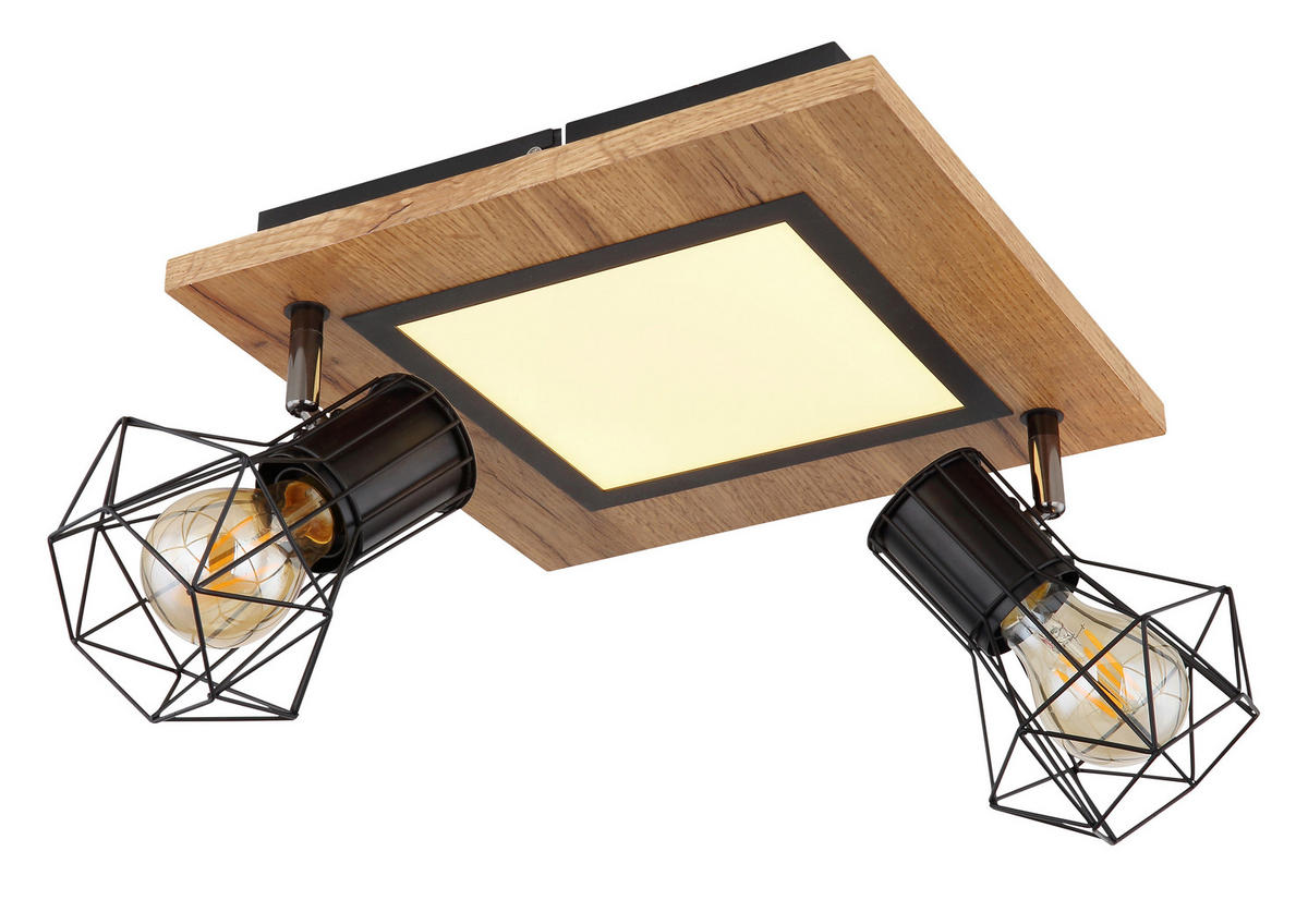 DECKENSTRAHLER - Opal/Schwarz, Natur, Holzwerkstoff/Kunststoff (30/30/22,5cm) - Globo