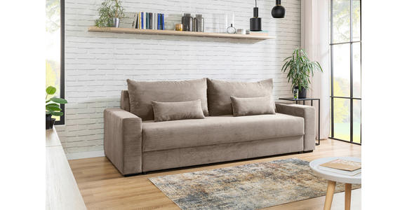 SCHLAFSOFA Cord Beige - Beige/Schwarz, KONVENTIONELL, Kunststoff/Textil (233/92/108cm) - Carryhome