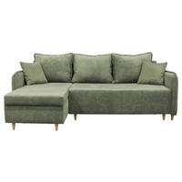 ECKSOFA TEDDY Mintgrün Cord, Bouclé Zierkissen, Rückenkissen, Bettkasten  - Naturfarben/Mintgrün, Design, Holz/Textil (142/215cm) - MID.YOU