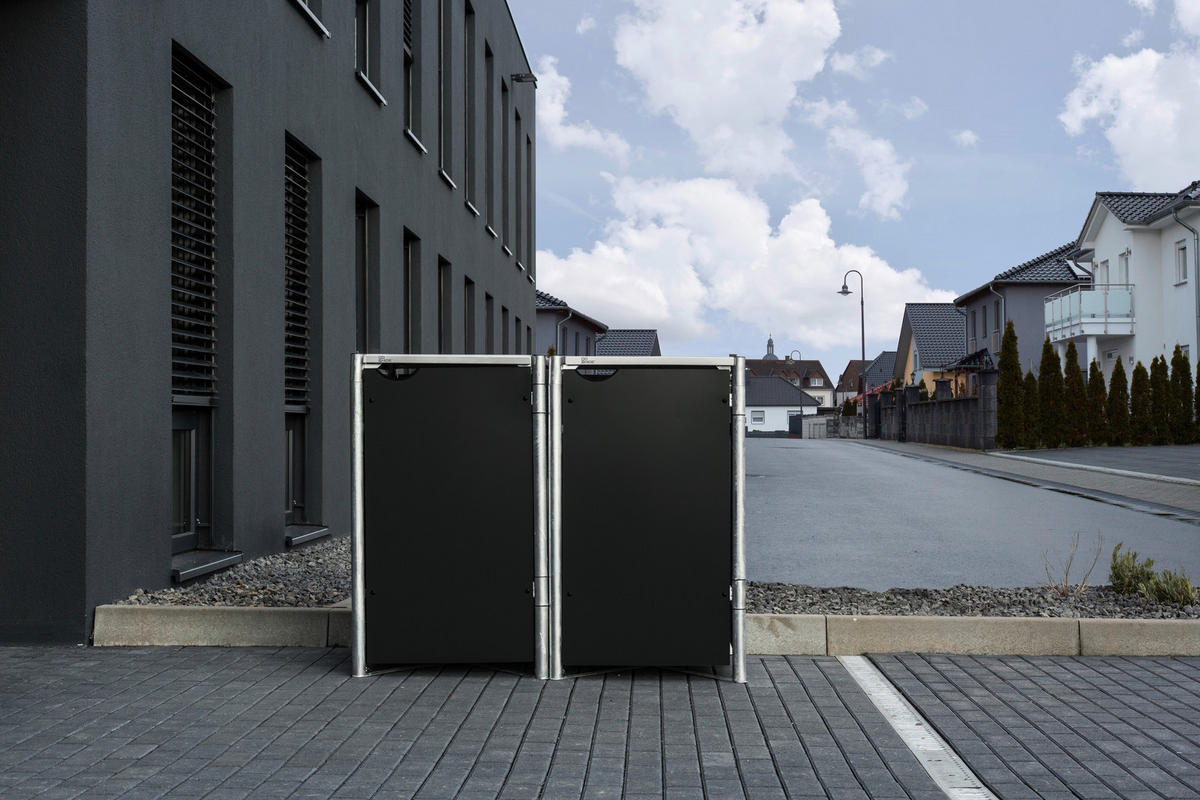 MÜLLTONNENBOX - Schwarz, Basics, Metall (139,4/115,2/80,7cm) - Ambia Garden