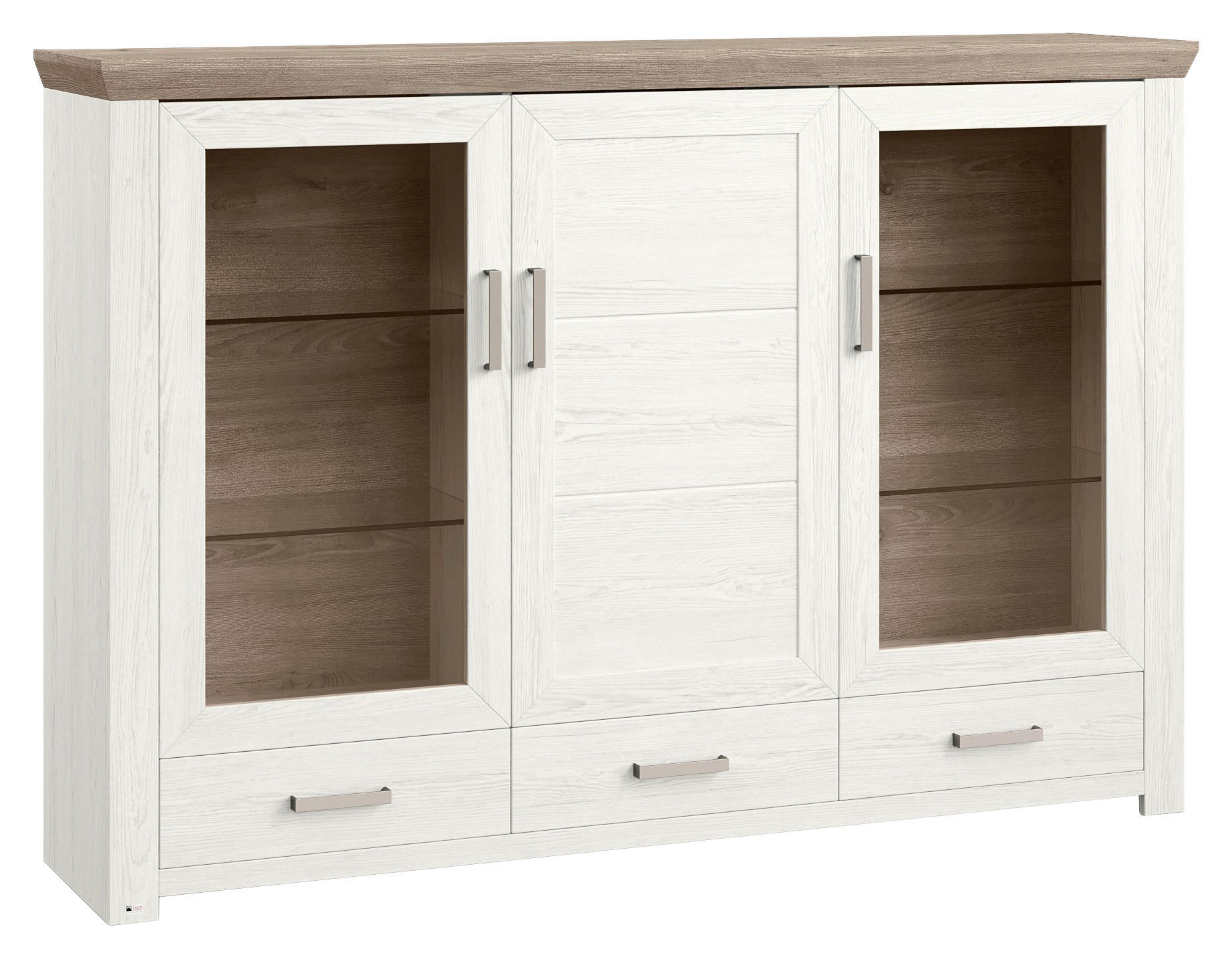 HIGHBOARD  in 184,1/126,6/44,2 cm  - Eichefarben/Weiß, Design, Glas/Holzwerkstoff (184,1/126,6/44,2cm) - SetOne by Musterring