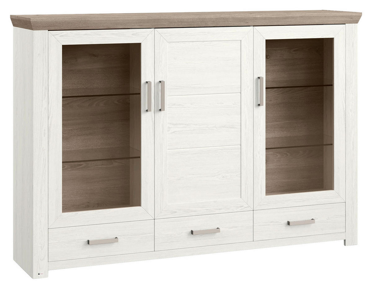 HIGHBOARD  in 184,1/126,6/44,2 cm  - Eichefarben/Weiß, Design, Glas/Holzwerkstoff (184,1/126,6/44,2cm) - SetOne by Musterring