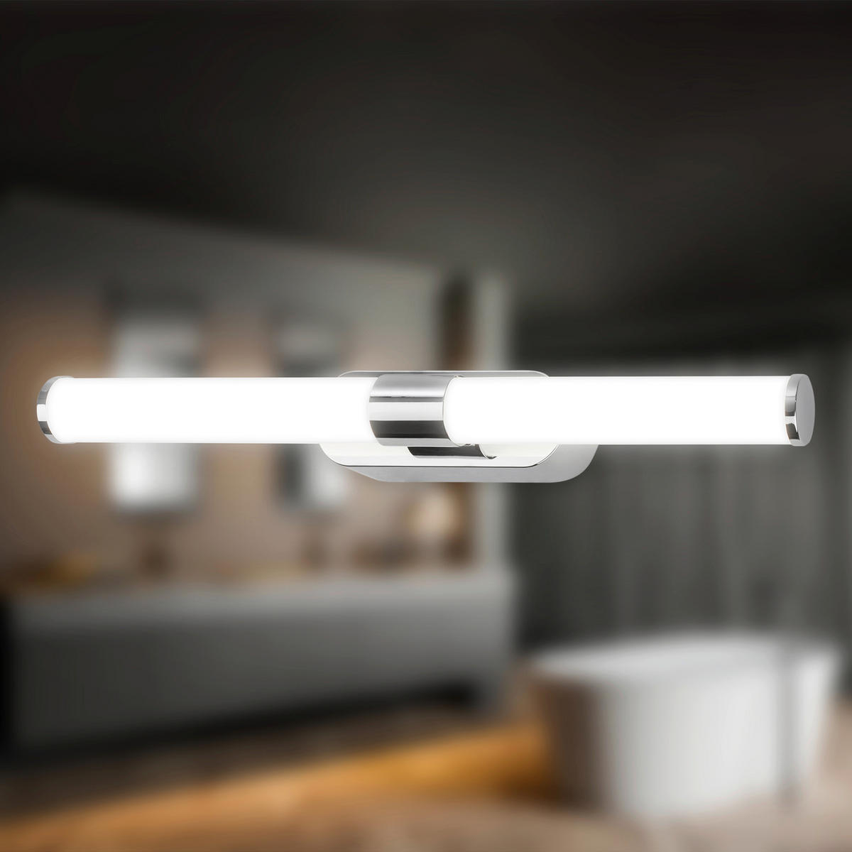 BADEZIMMER-WANDLEUCHTE - Chromfarben, KONVENTIONELL, Kunststoff (40/6,5/4,5cm) - Briloner