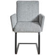ARMLEHNSTUHL  in Stahl Chenille  - Hellgrau/Schwarz, Design, Textil/Metall (56/92/60cm) - Dieter Knoll