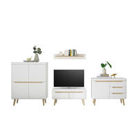 WOHNWAND 4-teilig  in Weiß, Eichefarben  361/170/40 cm  - Eichefarben/Weiß, Design, Glas/Holzwerkstoff (361/170/40cm) - MID.YOU