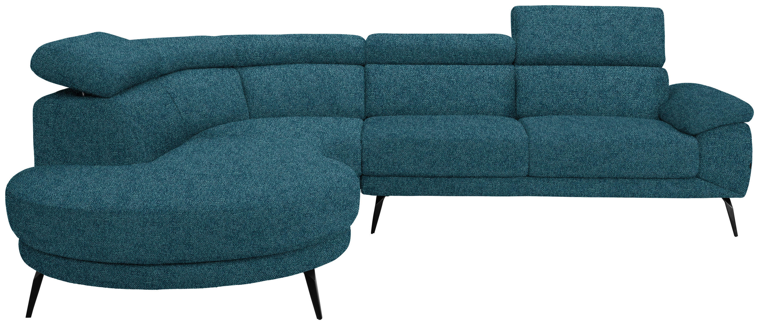 ECKSOFA in Velours Petrol  264/299 cm  - Petrol/Schwarz, Design, Textil/Metall (264/299cm) - Novel