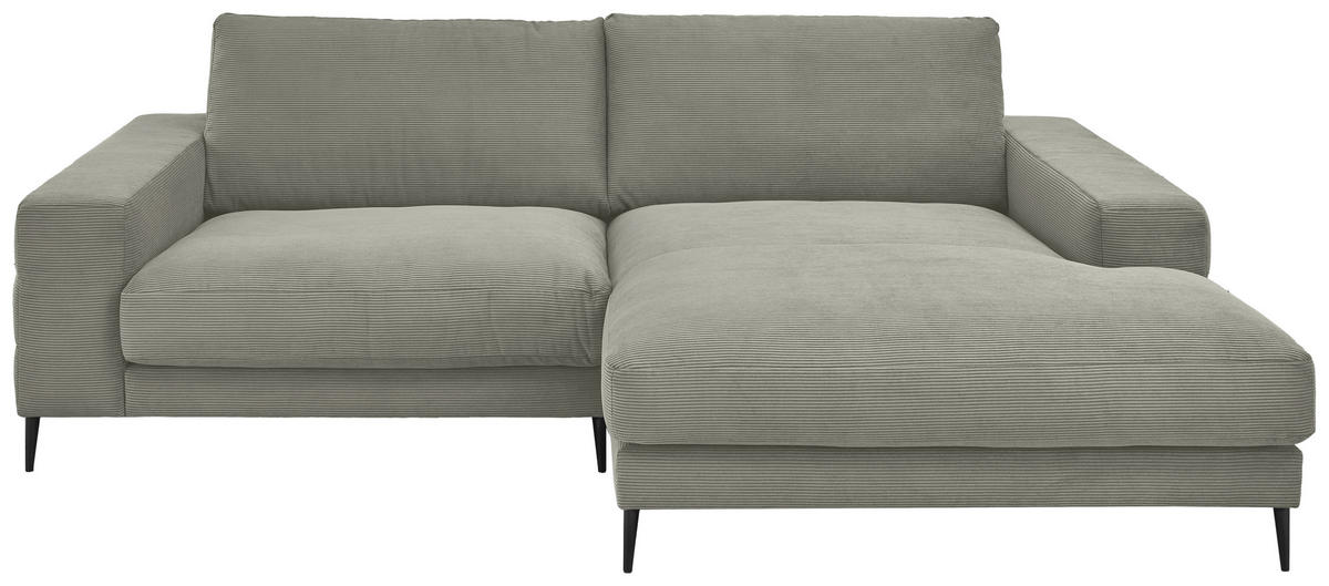 ECKSOFA in Feincord Grau  253/177 cm  - Schwarz/Grau, Design, Textil/Metall (253/177cm) - Dieter Knoll