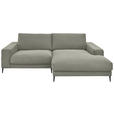 ECKSOFA in Feincord Grau  - Schwarz/Grau, Design, Textil/Metall (253/177cm) - Dieter Knoll