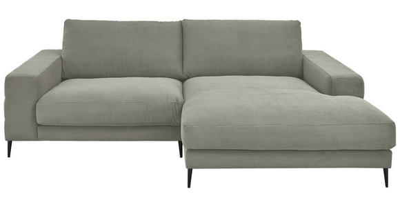 ECKSOFA in Feincord Grau 253/177 cm - Schwarz/Grau, Design, Textil/Metall (253/177cm) - Dieter Knoll